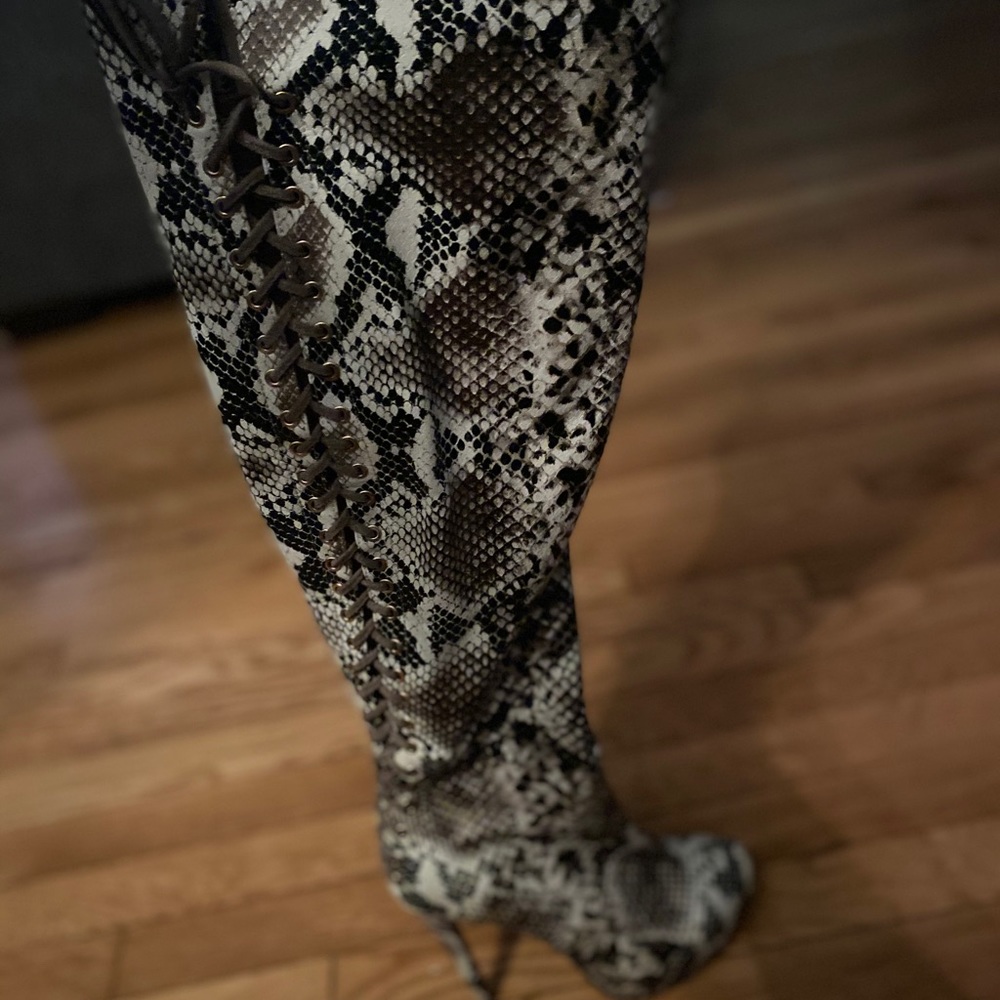 Snake print boots